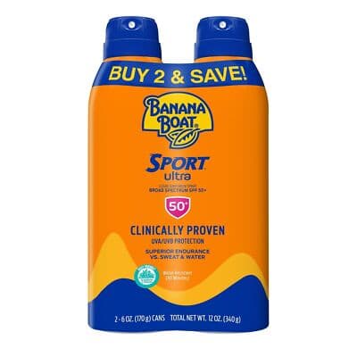 Banana Boat Sport Ultra Sunscreen Spray 12 Oz Twin Pack, SPF 50, Reef Friendly S - Image 1