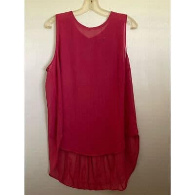 Banana Republic Women's Sleeveless Red High-Low Blouse Size XL - Thumbnail 3