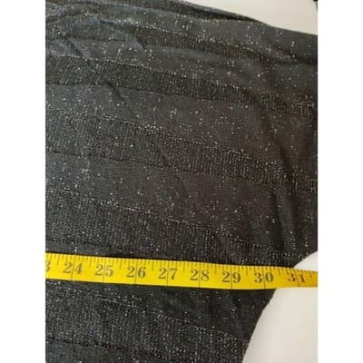 Avenue Womens Black & Gold Metallic Strip Top Blouse Short Sleeve V-Neck - Thumbnail 6