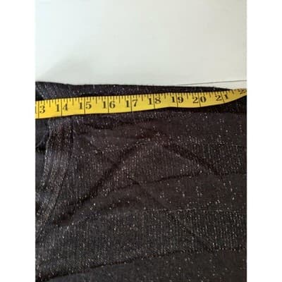 Avenue Womens Black & Gold Metallic Strip Top Blouse Short Sleeve V-Neck - Thumbnail 5