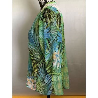 Figueroa & Flower Women's M Floral Lace Semi-Sheer Blouse Long Sleeve - Thumbnail 5