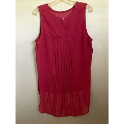 Banana Republic Women's Sleeveless Red High-Low Blouse Size XL - Thumbnail 4