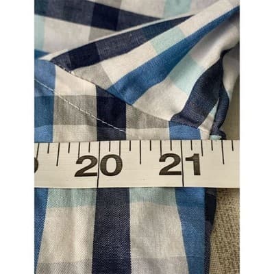 Van Heusen Men's Slim Fit Blue Plaid Flex Collar Dress Shirt 15.5 - Thumbnail 8