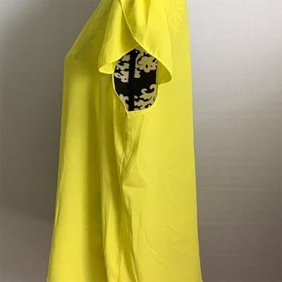 Angelique by Yurbu Women's 2XL Lemon Yellow Blouse Round Neck Short Sleeve - Thumbnail 3