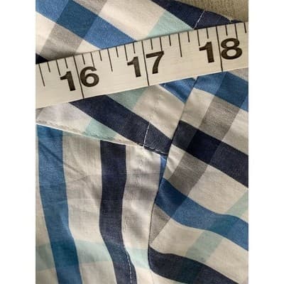 Van Heusen Men's Slim Fit Blue Plaid Flex Collar Dress Shirt 15.5 - Thumbnail 7