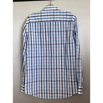 Van Heusen Men's Slim Fit Blue Plaid Flex Collar Dress Shirt 15.5 - Thumbnail 14