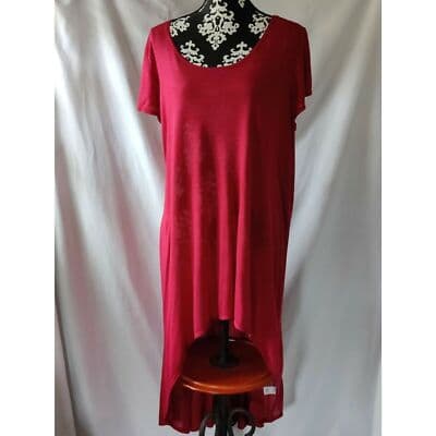 Try This Long Hi-Low Maxi Dress Scoop Neck 100% Rayon Slub Red Size 3X - Image 1