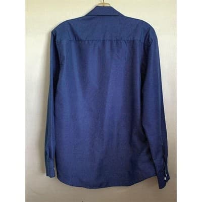 Nicole Miller New York Men's M Blue Polka Dot Long Sleeve Button-Up Shirt - Thumbnail 9