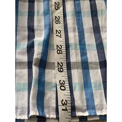 Van Heusen Men's Slim Fit Blue Plaid Flex Collar Dress Shirt 15.5 - Thumbnail 12