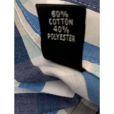 Van Heusen Men's Slim Fit Blue Plaid Flex Collar Dress Shirt 15.5 - Thumbnail 5