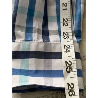 Van Heusen Men's Slim Fit Blue Plaid Flex Collar Dress Shirt 15.5 - Thumbnail 9