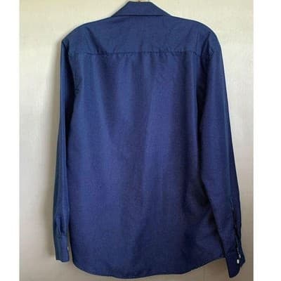 Nicole Miller New York Men's M Blue Polka Dot Long Sleeve Button-Up Shirt - Thumbnail 2