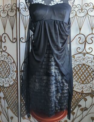 Connected Apparel Black Strapless Ruffled Lace Dress Party Evening Size 10 - Image 1