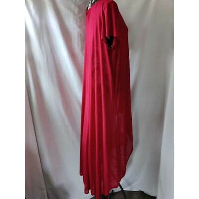 Try This Long Hi-Low Maxi Dress Scoop Neck 100% Rayon Slub Red Size 3X - Thumbnail 4