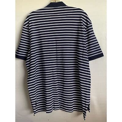 Polo Ralph Lauren Men's 2XL Blue Striped Classic Fit Cotton Polo Shirt - Thumbnail 12