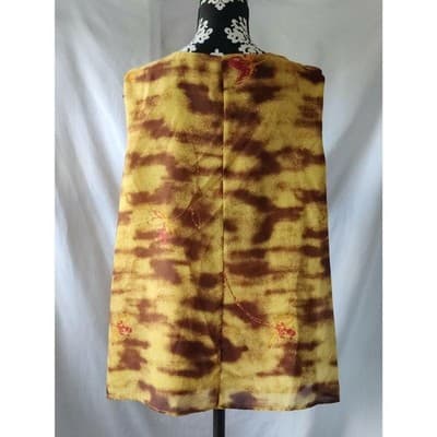 Maggie Barnes Sleeveless Top Blouse Floral Yellow Brown Lined Womens Size 2X - Thumbnail 3