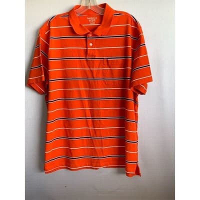 Saddlebred Men's Comfort Flex Orange Striped Polo Shirt 2XL Short Sleeve - Thumbnail 3