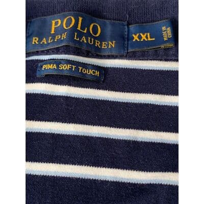 Polo Ralph Lauren Men's 2XL Blue Striped Classic Fit Cotton Polo Shirt - Thumbnail 3