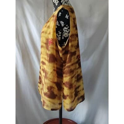 Maggie Barnes Sleeveless Top Blouse Floral Yellow Brown Lined Womens Size 2X - Thumbnail 4