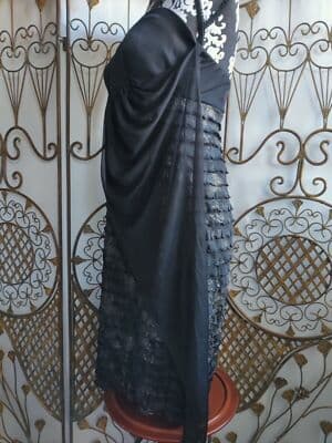 Connected Apparel Black Strapless Ruffled Lace Dress Party Evening Size 10 - Thumbnail 4