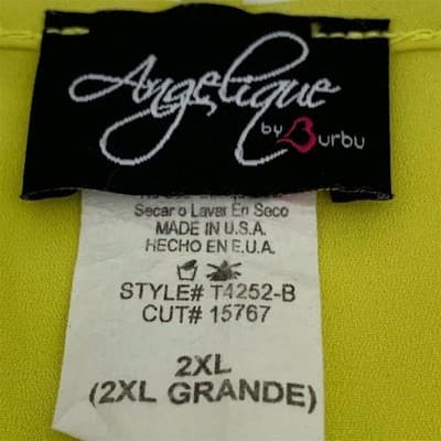 Angelique by Yurbu Women's 2XL Lemon Yellow Blouse Round Neck Short Sleeve - Thumbnail 5