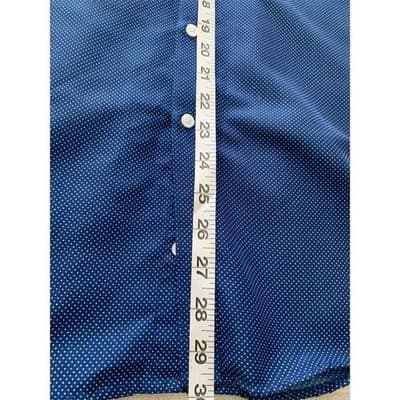 Nicole Miller New York Men's M Blue Polka Dot Long Sleeve Button-Up Shirt - Thumbnail 7