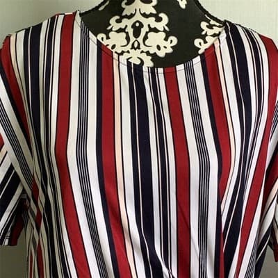 Madison & Hudson Women's Striped Wrap Top Red/White/Blue Size L Short Sleeve - Thumbnail 3