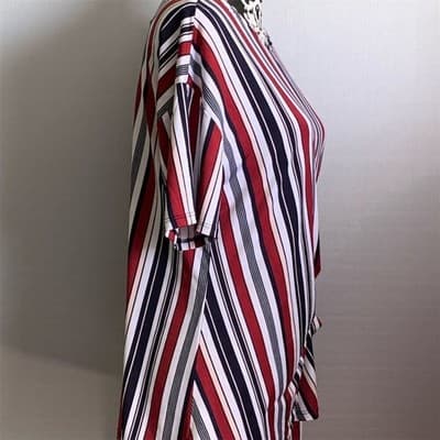 Madison & Hudson Women's Striped Wrap Top Red/White/Blue Size L Short Sleeve - Thumbnail 11