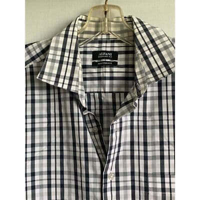 Alfani Men's Checkered Performance Dress Shirt Long Sleeve Multicolor Casual XL - Thumbnail 2