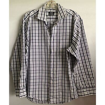 Alfani Men's Checkered Performance Dress Shirt Long Sleeve Multicolor Casual XL - Thumbnail 5