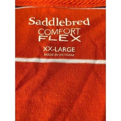 Saddlebred Men's Comfort Flex Orange Striped Polo Shirt 2XL Short Sleeve - Thumbnail 4