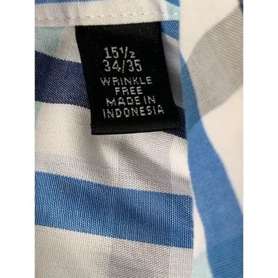 Van Heusen Men's Slim Fit Blue Plaid Flex Collar Dress Shirt 15.5 - Thumbnail 4