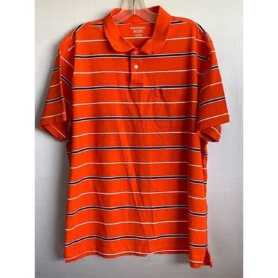 Saddlebred Men's Comfort Flex Orange Striped Polo Shirt 2XL Short Sleeve - Thumbnail 11