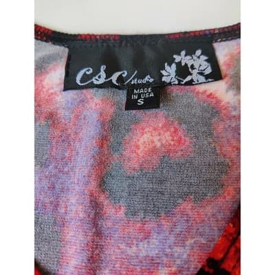 CSC Studio Leopard Print Dress Red Black Purple Women's Size S Made in USA - Thumbnail 3