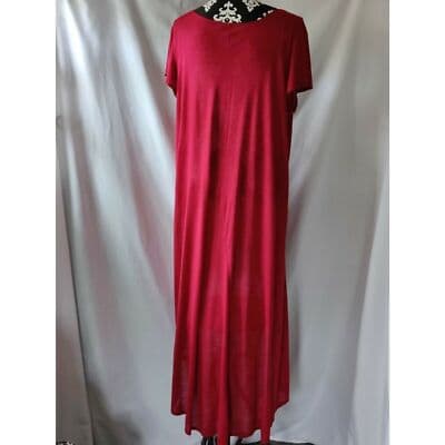 Try This Long Hi-Low Maxi Dress Scoop Neck 100% Rayon Slub Red Size 3X - Thumbnail 5