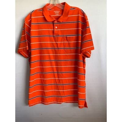 Saddlebred Men's Comfort Flex Orange Striped Polo Shirt 2XL Short Sleeve - Image 1