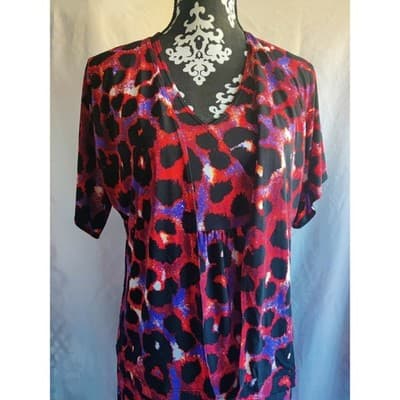 CSC Studio Leopard Print Dress Red Black Purple Women's Size S Made in USA - Thumbnail 11