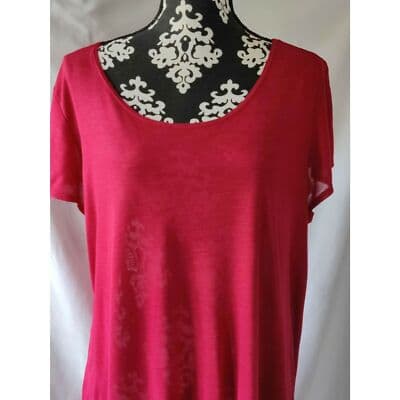 Try This Long Hi-Low Maxi Dress Scoop Neck 100% Rayon Slub Red Size 3X - Thumbnail 3