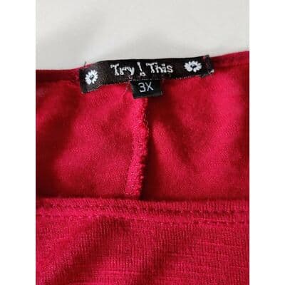 Try This Long Hi-Low Maxi Dress Scoop Neck 100% Rayon Slub Red Size 3X - Thumbnail 7