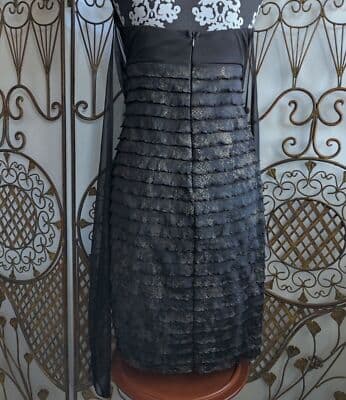 Connected Apparel Black Strapless Ruffled Lace Dress Party Evening Size 10 - Thumbnail 5