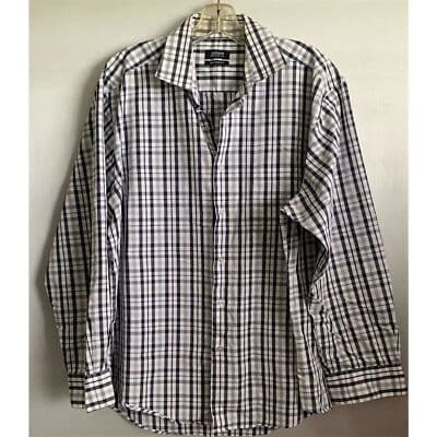 Alfani Men's Checkered Performance Dress Shirt Long Sleeve Multicolor Casual XL - Image 1