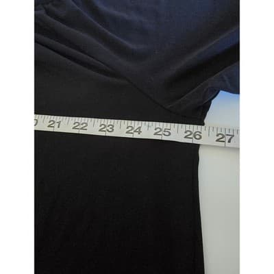 Worthington Stretch Black Gathered Neck Banded Sleeve Knit Top Plus Size - Thumbnail 5