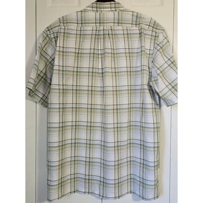 IZOD Luxury Sport Mens Large Short Sleeve Plaid Button Down Shirt Green White - Thumbnail 9