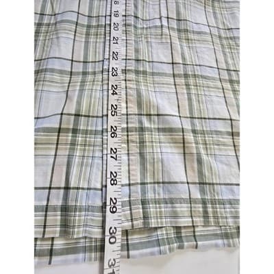 IZOD Luxury Sport Mens Large Short Sleeve Plaid Button Down Shirt Green White - Thumbnail 5