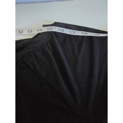 Worthington Stretch Black Gathered Neck Banded Sleeve Knit Top Plus Size - Thumbnail 6