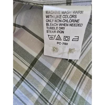 IZOD Luxury Sport Mens Large Short Sleeve Plaid Button Down Shirt Green White - Thumbnail 4