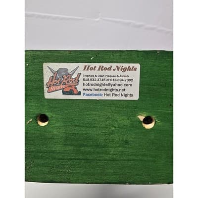 Polly Gas Pump Wooden Trophy Hot Rod Nights Car Show Top 20 Award Green Black - Thumbnail 3