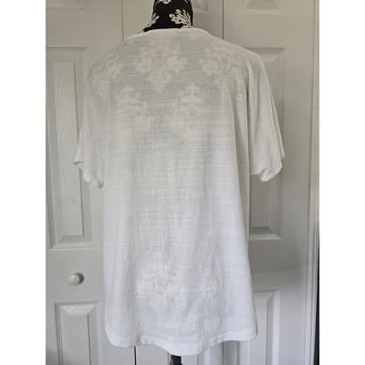 Above and Beyond Womens White Slub Knit Button Front Tie Hem Top KT1112P PL - Thumbnail 2