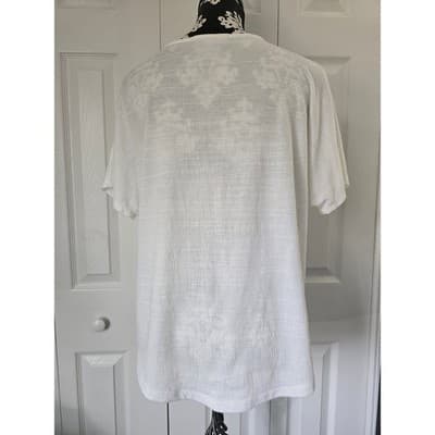 Above and Beyond Womens White Slub Knit Button Front Tie Hem Top KT1112P PL - Thumbnail 9