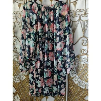 Time and Tru Womens Black Floral Long Sleeve - Thumbnail 4